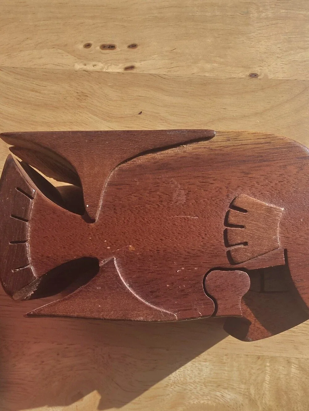 Handcrafted Wooden Fish Décor Puzzle - Brown